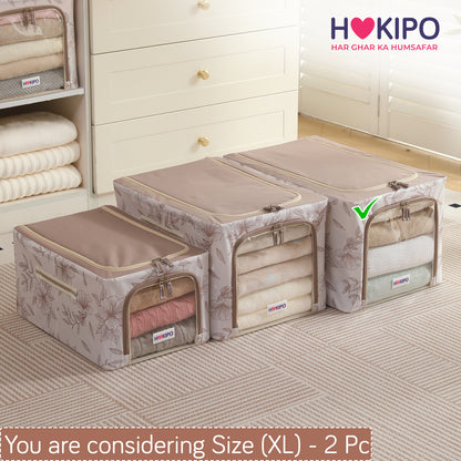 Foldable Cloth Storage Box Organizer for Wardrobe, Latte Floral