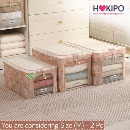 Foldable Cloth Storage Organizer for Wardrobe, Beige Botanica