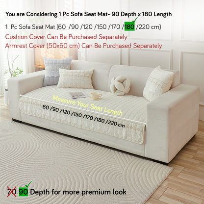 BelleLace Series Premium Imperial Milk Velvet Sofa Cover Mat with Lace Design -  Pearl White