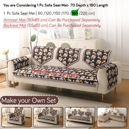 Florentina Series Premium Holland Velvet Sofa Cover Mat - Camellia Brown