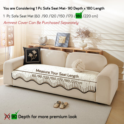 Premium Supple Soft Wavy Sofa Cover Mat, Cream Brown