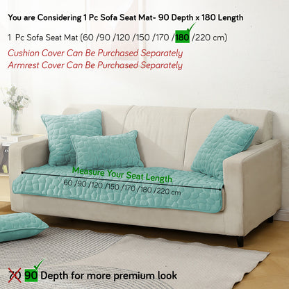 Premium Pebble Milk Velvet Anti Slip Sofa Mats, Fog Blue