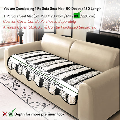 Luxury Wavy Plush Anti-Slip Sofa Cover Mats - Black