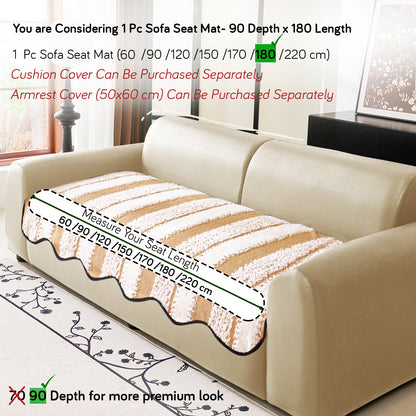 Luxury Wavy Plush Anti-Slip Sofa Cover Mats - Desert Brown