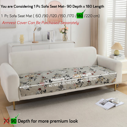 Polyester Printed Quilted Sofa Cover Mats, Floral Ash Grey