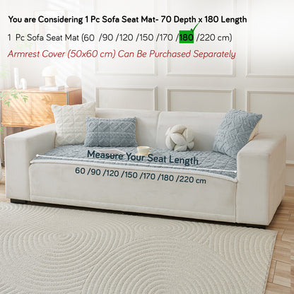 'Italian Caelora' Luxury Jacquard Plush Sofa Cover Mat and Anti-Slip Armrest Covers - Powder Blue