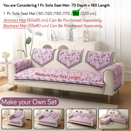 Florentina Series Premium Holland Velvet Sofa Cover Mat - Peony Lavender