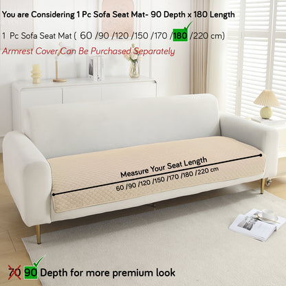 Polyester Quilted Sofa Cover Mats, Beige
