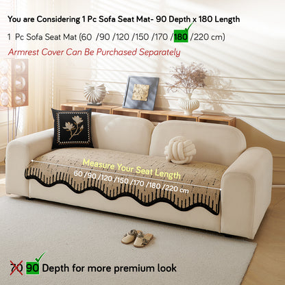 Premium Supple Soft Wavy Sofa Cover Mat, Brown
