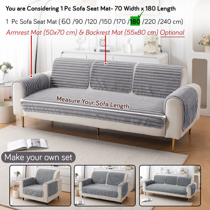 Faux Rabbit Fur Plush Anti-Slip Sofa Mat |Snuggle Fur Grey