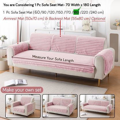 Faux Rabbit Fur Plush Anti-Slip Sofa Mat |Snuggle Fur Soft Pink