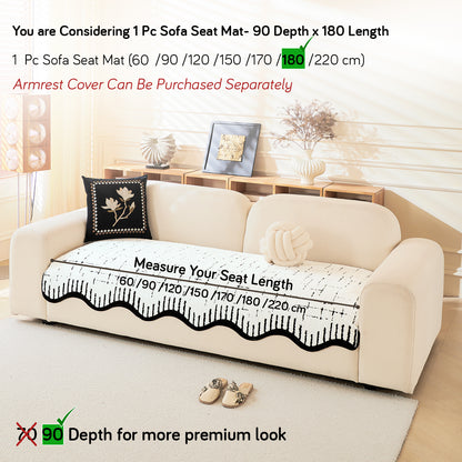 Premium Supple Soft Wavy Sofa Cover Mat, Off White
