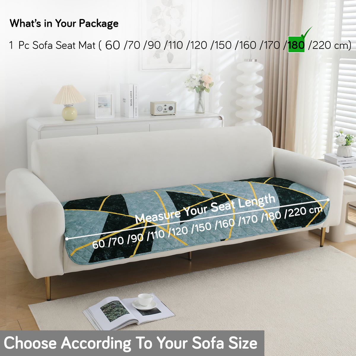 Water Repellent + Waterproof Quilted Sofa Mats, Multicolor Abstract Geometry