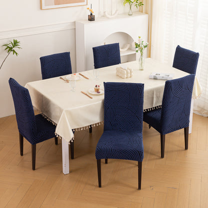 WaveLine Series 180 GSM Jacquard Chair Cover Set of 1/2/4/6, Royal Blue