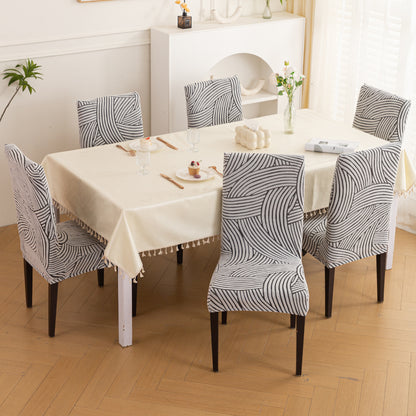 WaveLine Series 180 GSM Jacquard Chair Cover Set of 1/2/4/6, Ash Grey