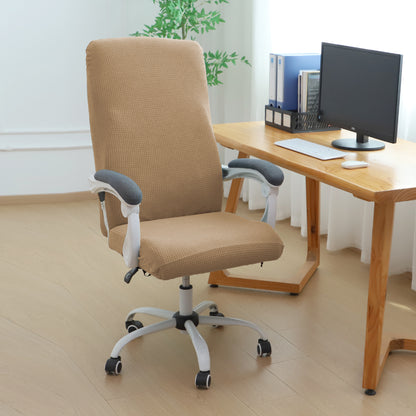 Water Repellent Office Chair Cover for Executive Chair (High-Back) – 210 GSM Stretchable Jacquard – Washable & Anti-Slip – Fits Big & Tall Office Chairs, Camel