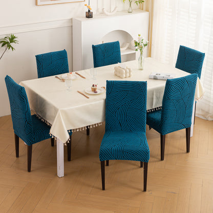 WaveLine Series 180 GSM Jacquard Chair Cover Set of 1/2/4/6, Teal Green