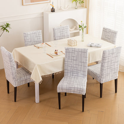 'Crossline Series' 180 GSM Jacquard Chair Cover Set 1/2/4/6, Light Grey