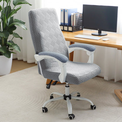 Office Chair Cover for Executive Chair (High-Back) – 170 GSM Stretchable Jacquard – Washable & Anti-Slip – Fits Big & Tall Office Chairs, Light Grey