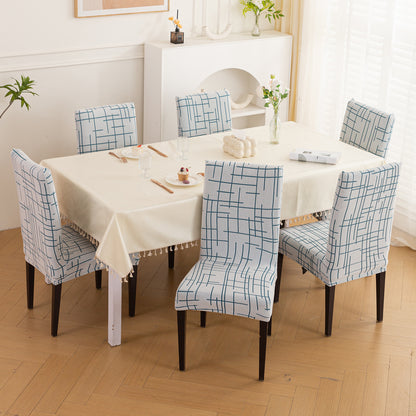 'Crossline Series' 180 GSM Jacquard Chair Cover Set 1/2/4/6, Teal Blue