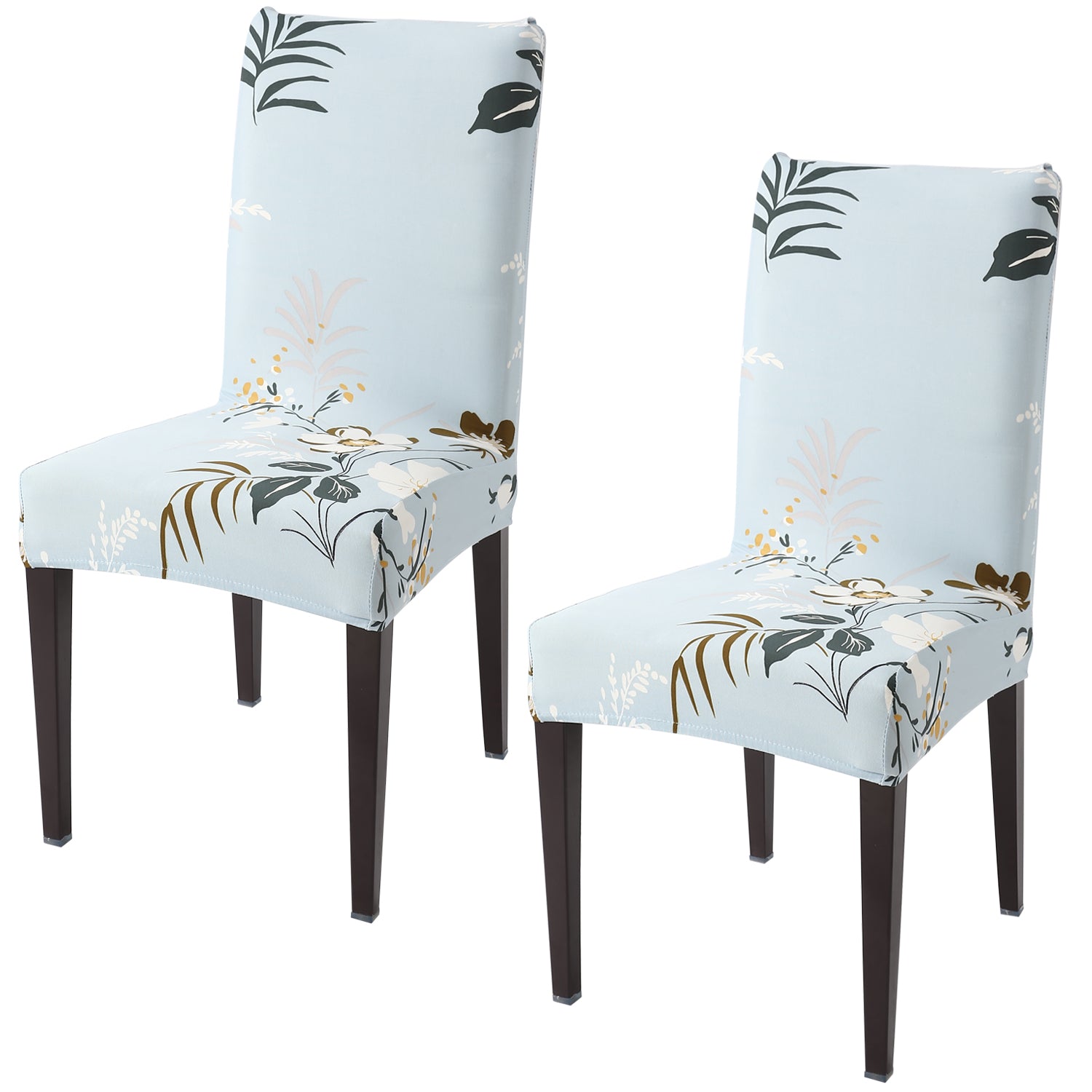 Elastic Stretchable Dining Chair Cover, Pastel Blue Flowers