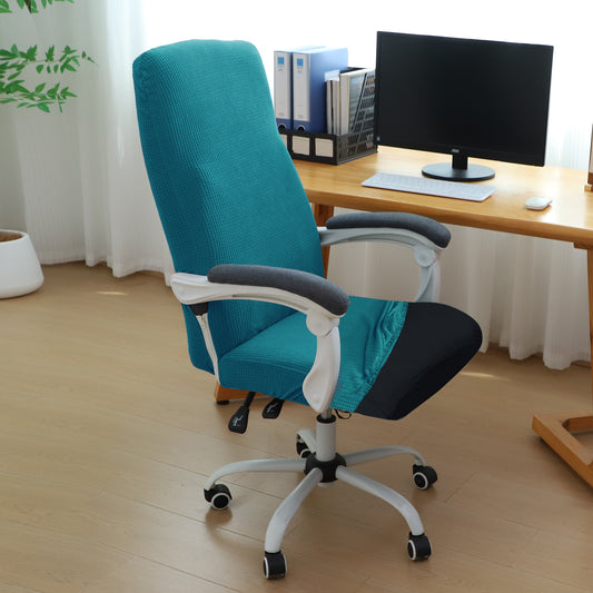 Water Repellent Office Chair Cover for Executive Chair (High-Back) – 210 GSM Stretchable Jacquard – Washable & Anti-Slip – Fits Big & Tall Office Chairs, Teal