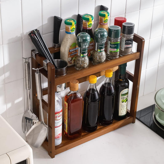 2 Tier Spice Rack Organizer for Kitchen Platform Counter Top Rack Storage Shelf Stand