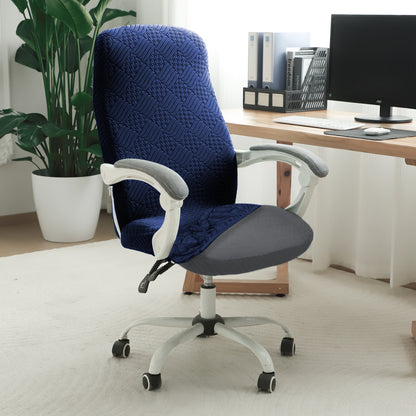 Office Chair Cover for Desk Chair (Mid-Back) – 170 GSM Stretch Jacquard – Washable, Durable & Anti-Slip – Fits Mid-Back Office Chairs, Navy Blue