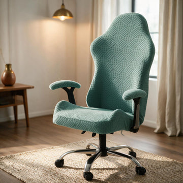Gaming Chair Cover Elastic Jacquard Computer Rotating Chair Seat Covers Slipcover, Green