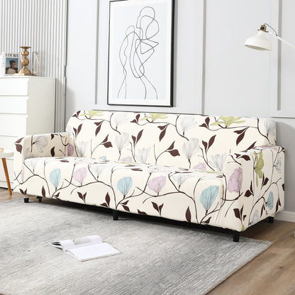 Beige Brown Leaves, non slip, elastic 4 seater sofa cover​s