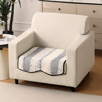 Luxury Wavy Plush Anti-Slip Sofa Cover Mats - Pewter Grey