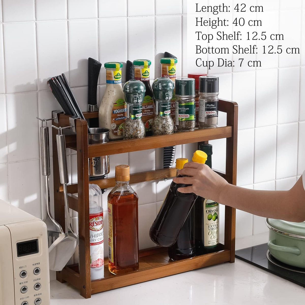 2 Tier Spice Rack Organizer for Kitchen Platform Counter Top Rack Storage Shelf Stand