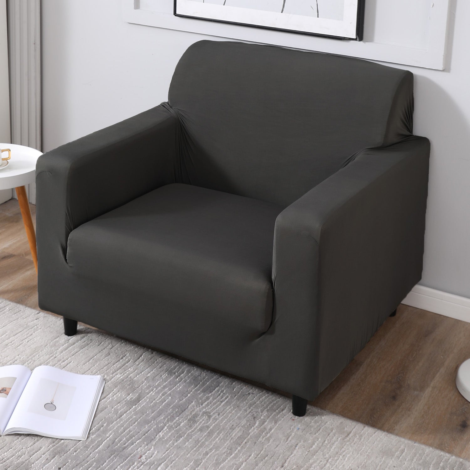Elastic Stretchable Sofa Cover, Dark grey