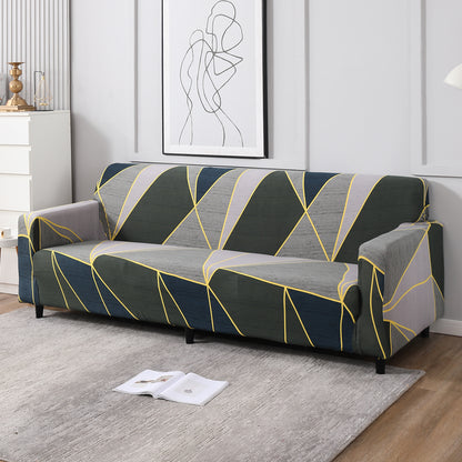Seaweed Geometric Abstract, non slip, Stretchable 4 seater sofa cover​s