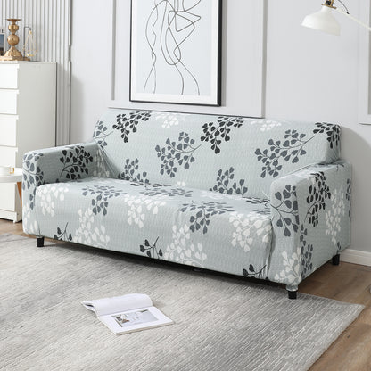 Grey Leaves Printed stretchable 3 seater sofa cover​s