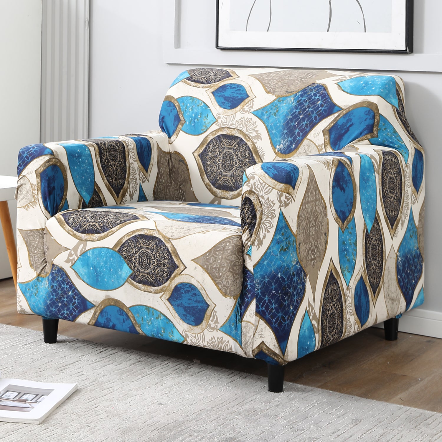 Egyptian Art non slip elastic 1 seater sofa cover​