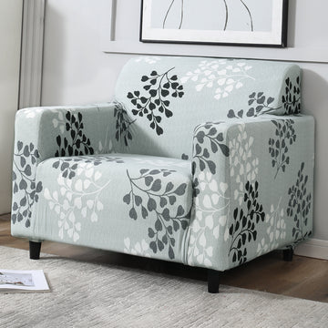 Grey Leaves Printed stretchable single sofa cover​