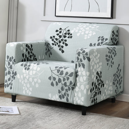 Grey Leaves Printed stretchable single sofa cover​
