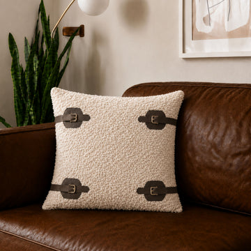 HOKIPO Boucle Cushion Cover 16x16 Inch for Sofa, Ivory