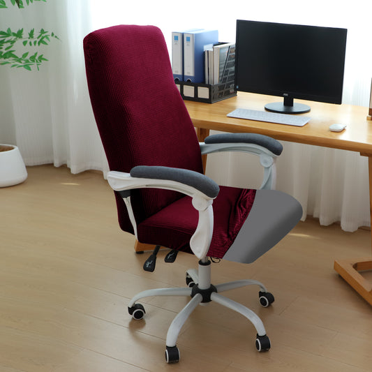 Water Repellent Office Chair Cover for Executive Chair (High-Back) – 210 GSM Stretchable Jacquard – Washable & Anti-Slip – Fits Big & Tall Office Chairs, Burgundy