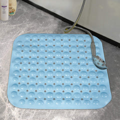 PVC Shower Mat Anti-Slip with Massage Acupressure Points, 48x48 cm, Blue