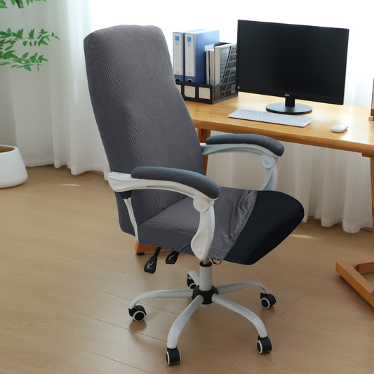 Water Repellent Office Chair Cover for Executive Chair (High-Back) – 210 GSM Stretchable Jacquard – Washable & Anti-Slip – Fits Big & Tall Office Chairs, Dark Grey