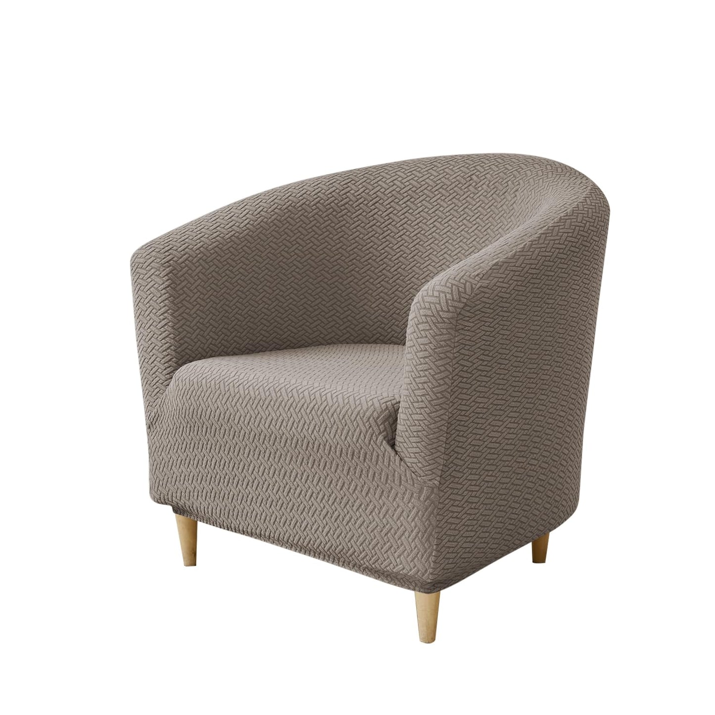 HOKIPO Premium Jacquard Stretchable Tub Chair Cover Slipcover, Taupe Brown