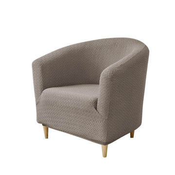 Premium Jacquard Stretchable Tub Chair Cover Slipcover, Taupe Brown