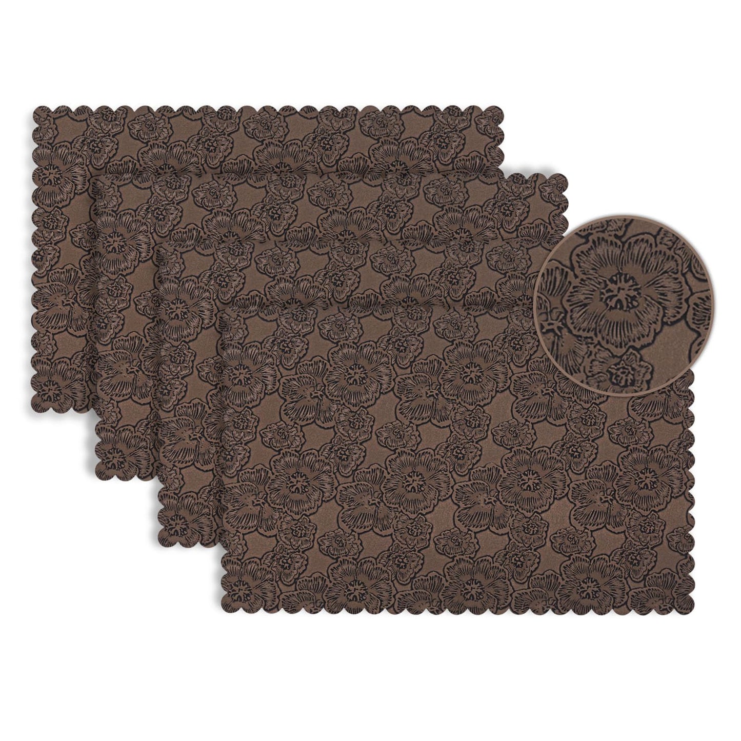 Florista Blush Royal Luxe Faux Leather Mats for Dining Table - Irish Coffee
