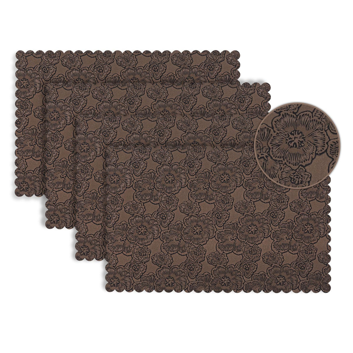 Florista Blush Royal Luxe Faux Leather Mats for Dining Table - Irish Coffee