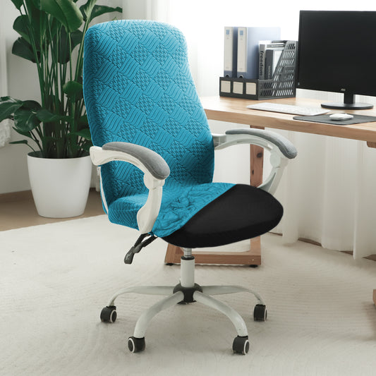 Office Chair Cover for Desk Chair (Mid-Back) – 170 GSM Stretch Jacquard – Washable, Durable & Anti-Slip – Fits Mid-Back Office Chairs, Turquoise