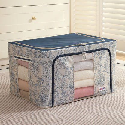 Foldable Cloth Storage Organizer for Wardrobe, Blue Blossom
