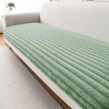 Faux Rabbit Fur Plush Anti-Slip Sofa Mat |Snuggle Fur Sage Green