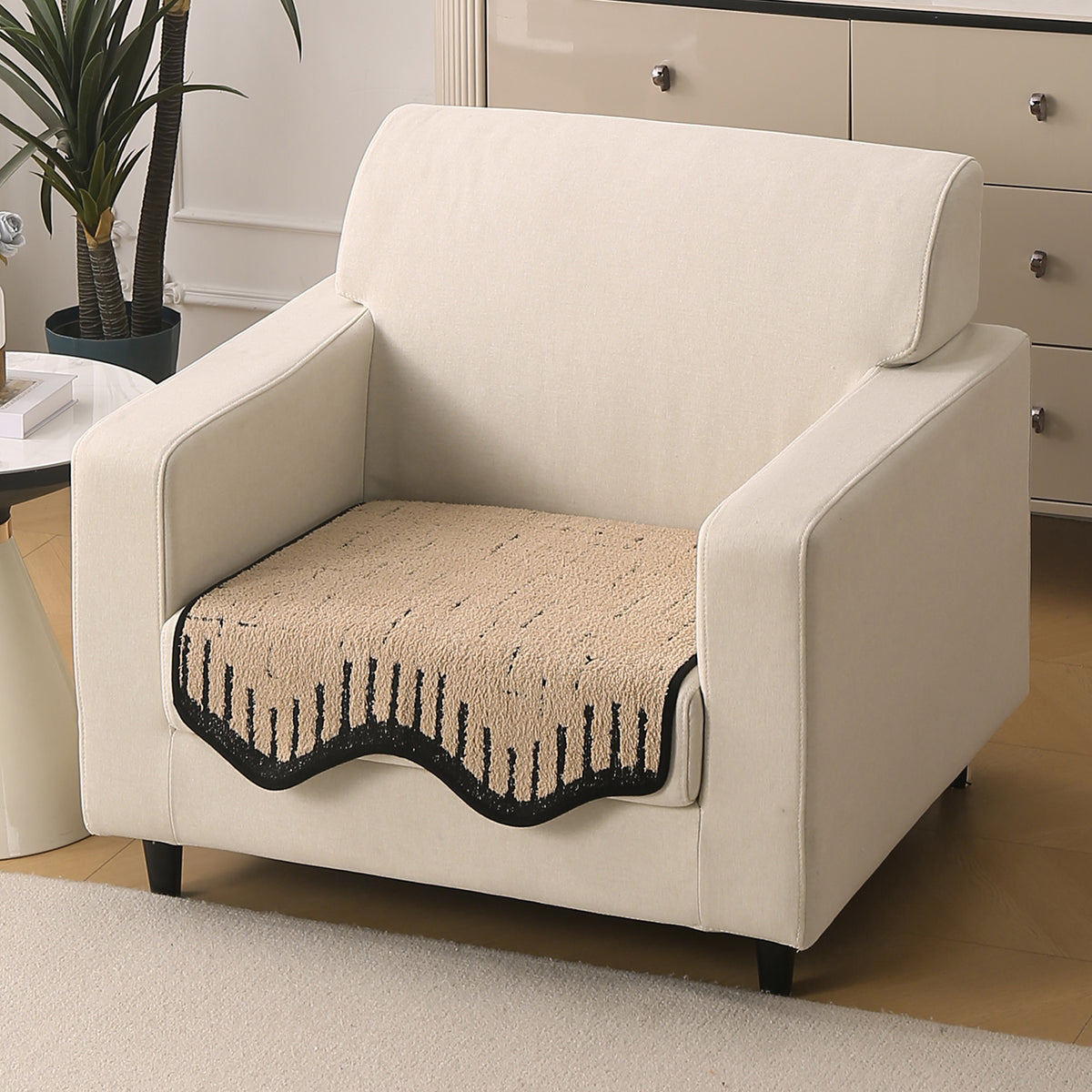 Premium Supple Soft Wavy Sofa Cover Mat, Brown
